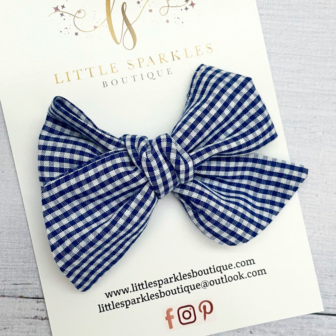 Navy Fabric Tie Bow