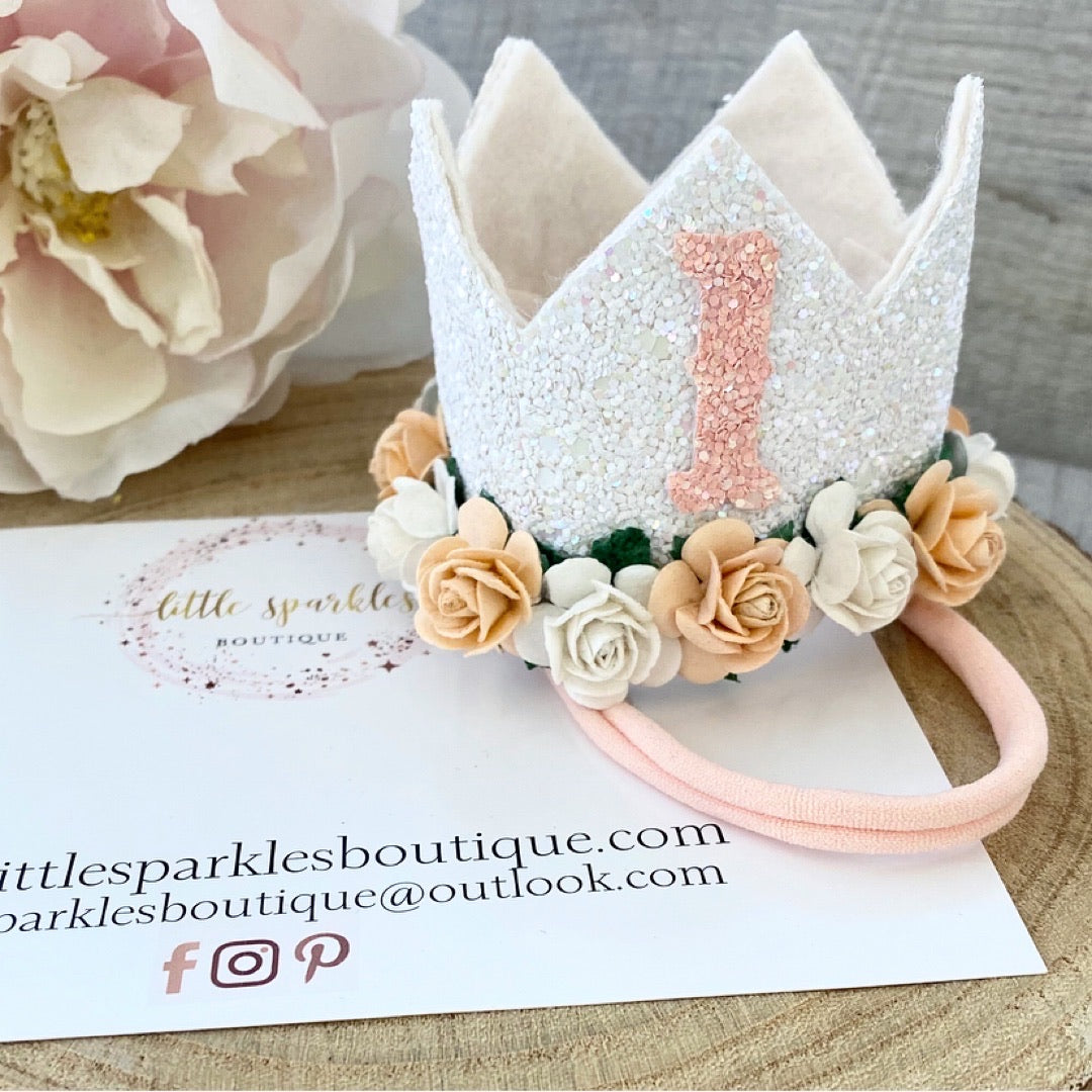 Peach And White Birthday Crown