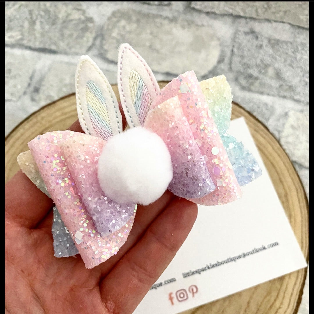 Rainbow Bunny Bow
