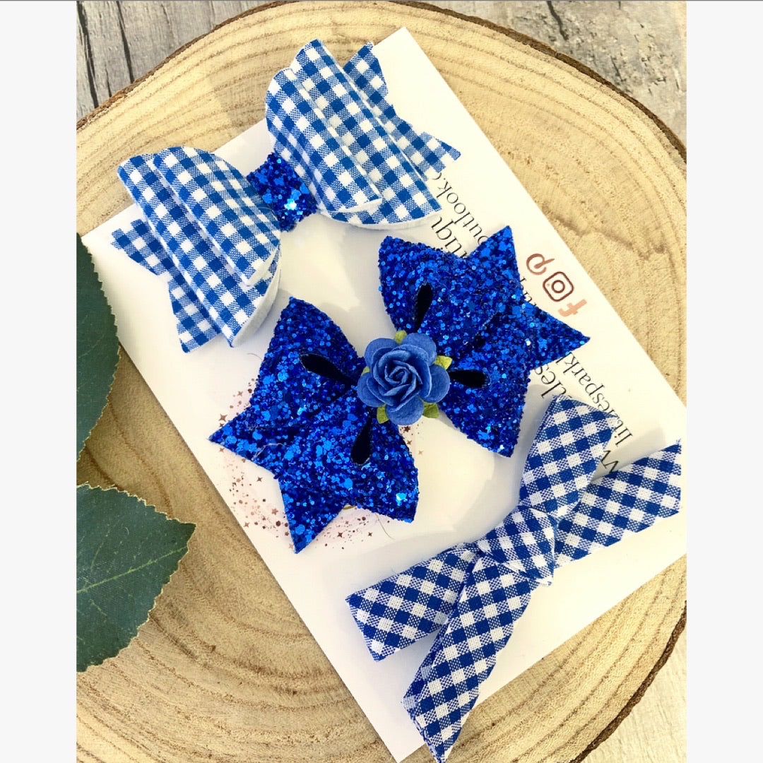 Royal Blue School Bow Set