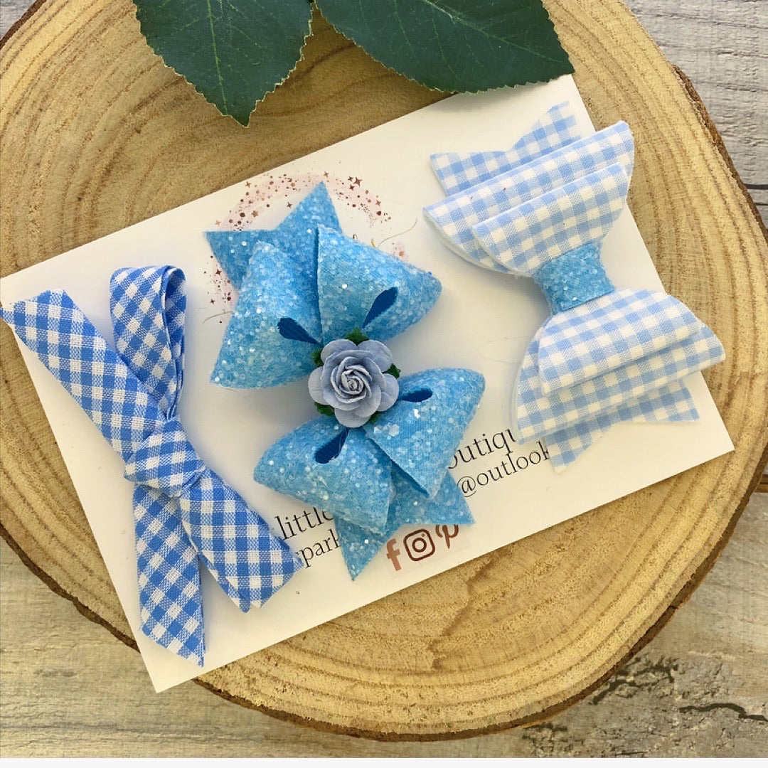 Light Blue School Bow Set