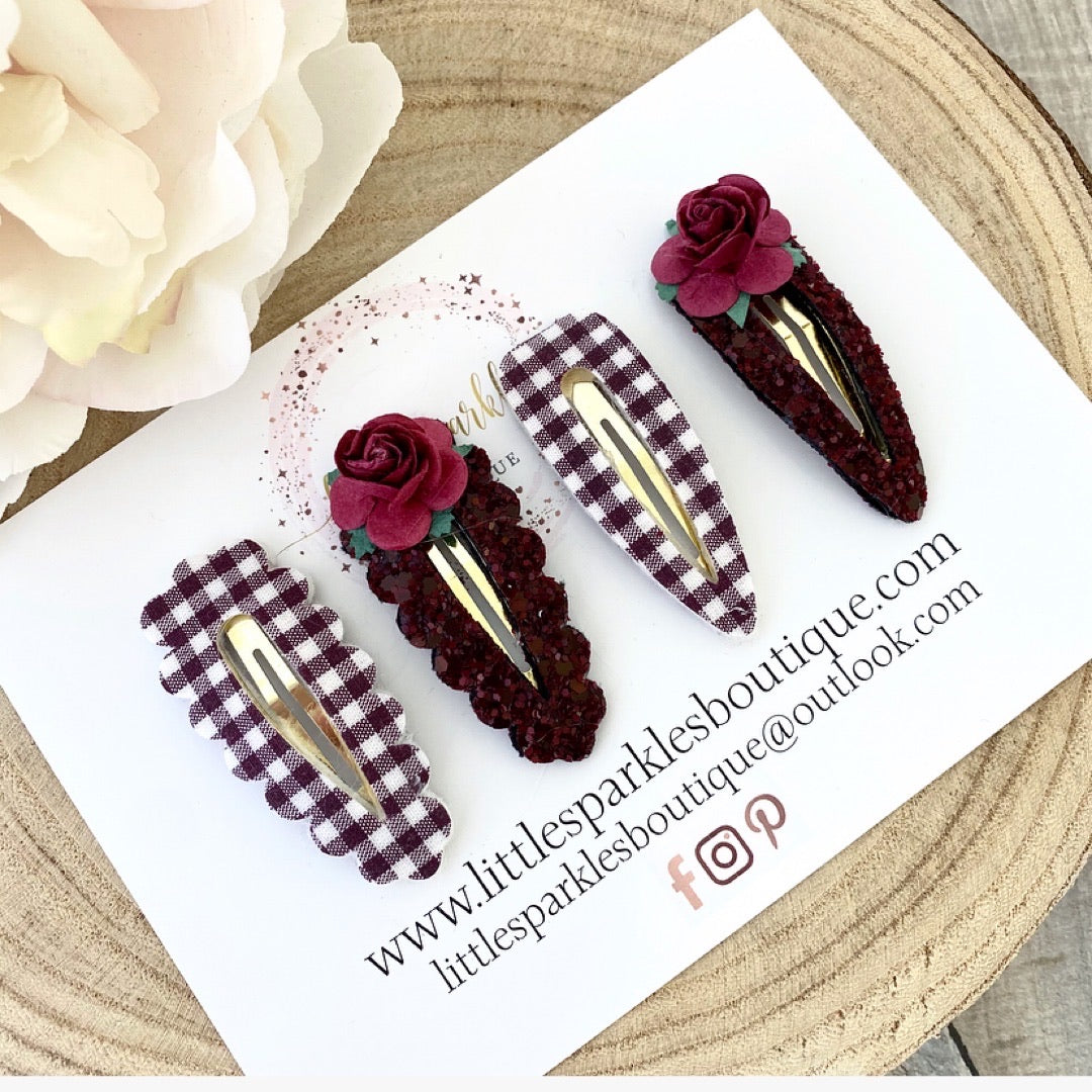 Burgundy School Snap Clip