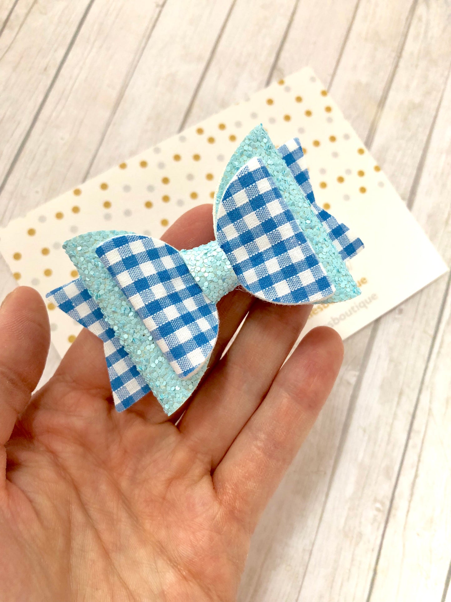 Sky blue school bow