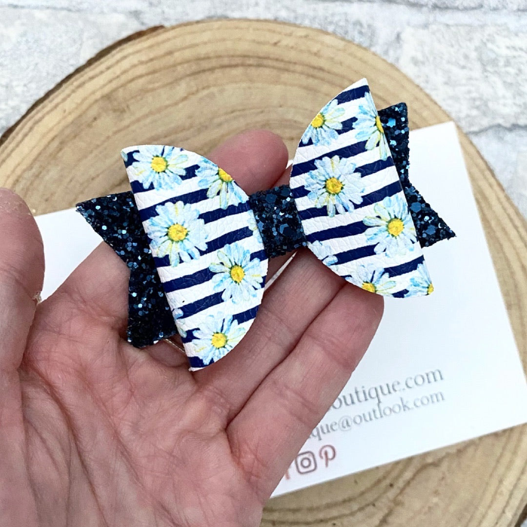 Navy Daisy Bow