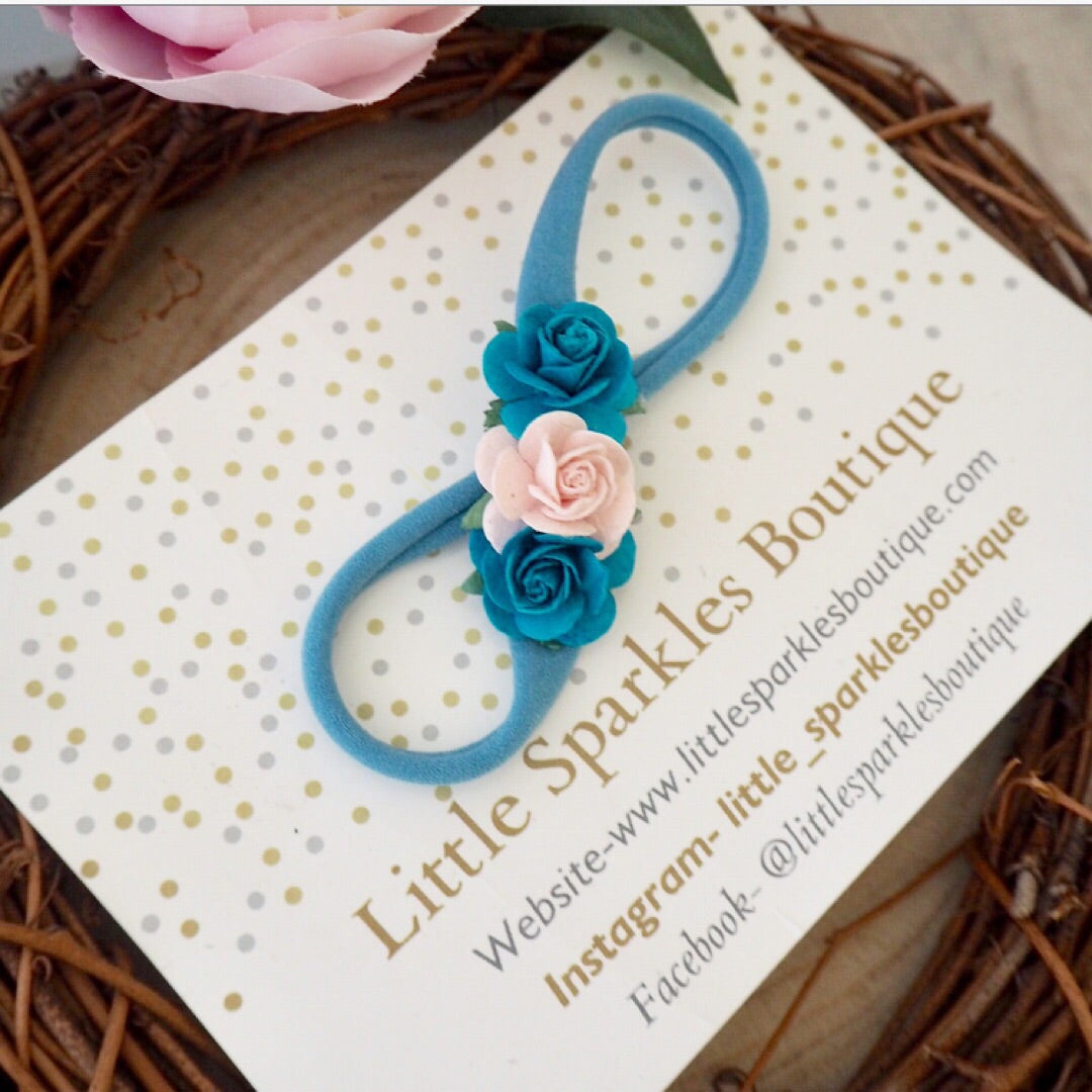 Turquoise Pink Flower Headband