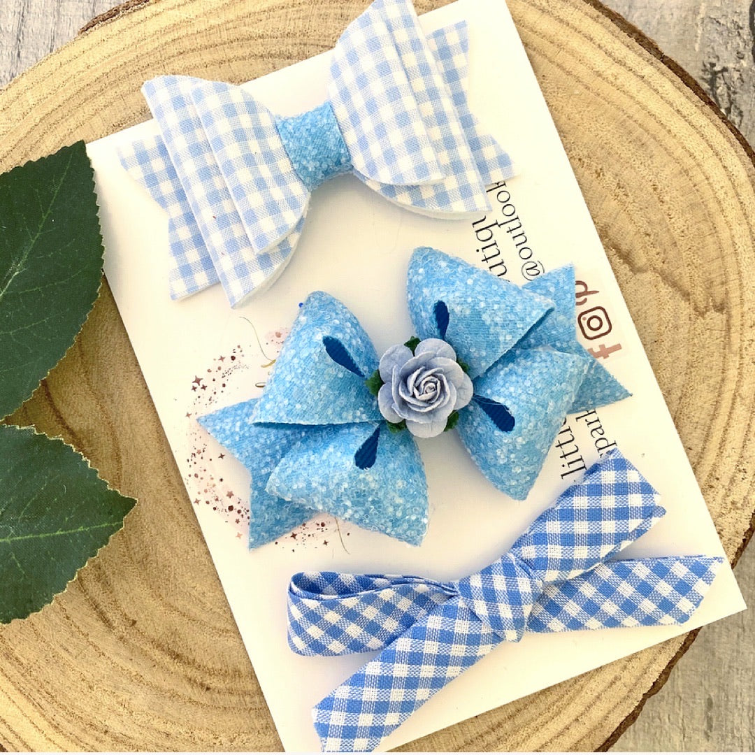 Light Blue School Bow Set