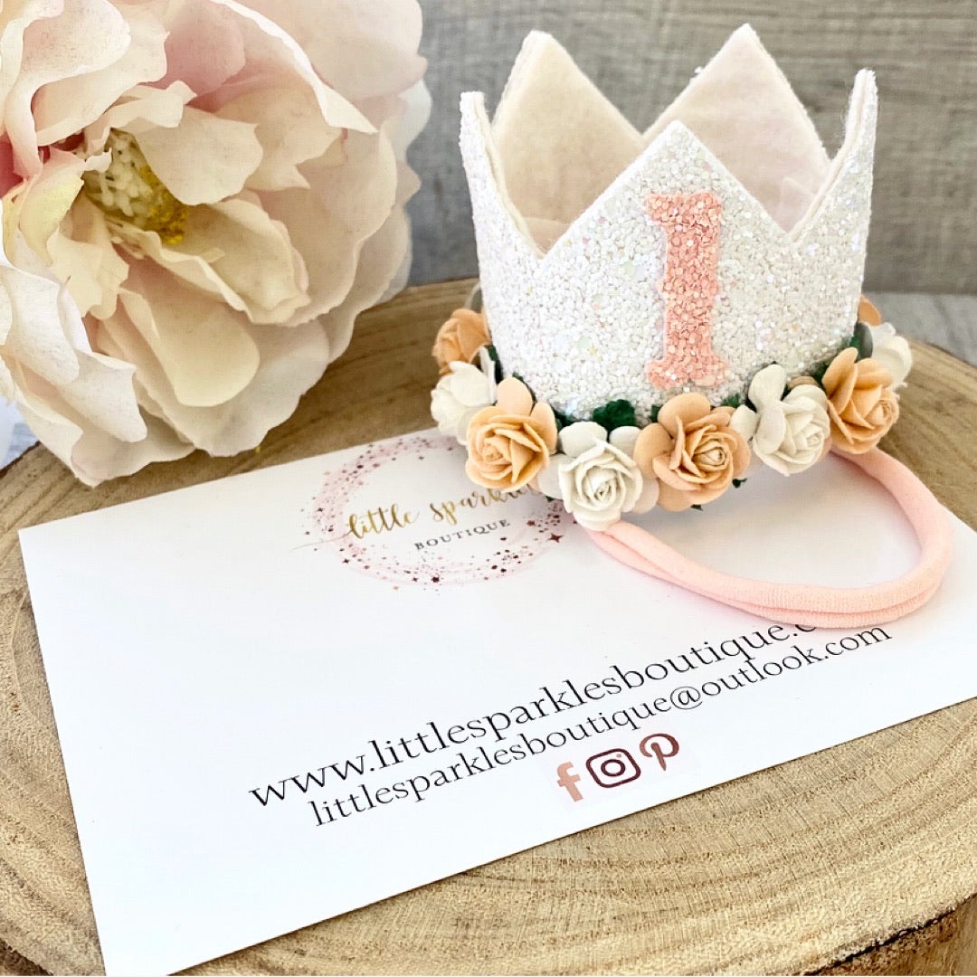 Peach And White Birthday Crown