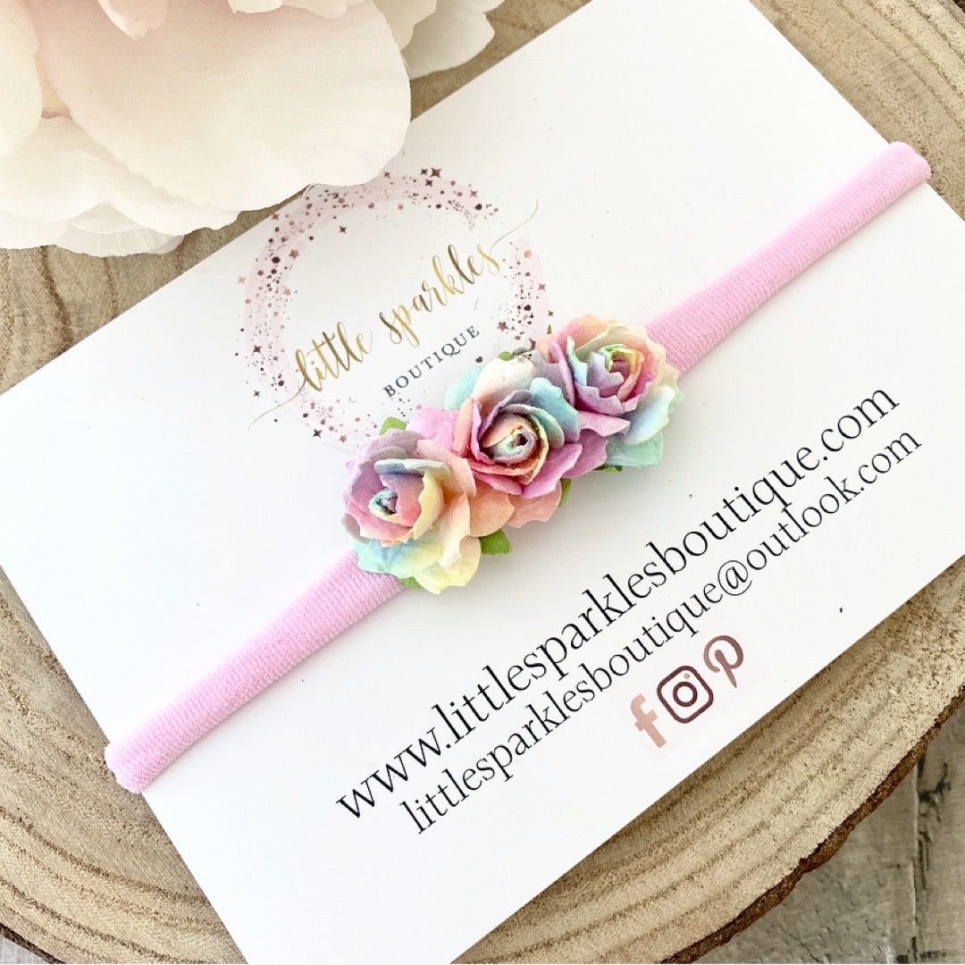 Pastel Rainbow Flower Headband