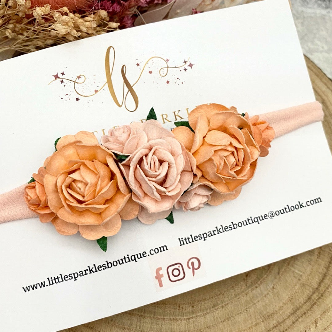 Large Peach Tea Flower Headband