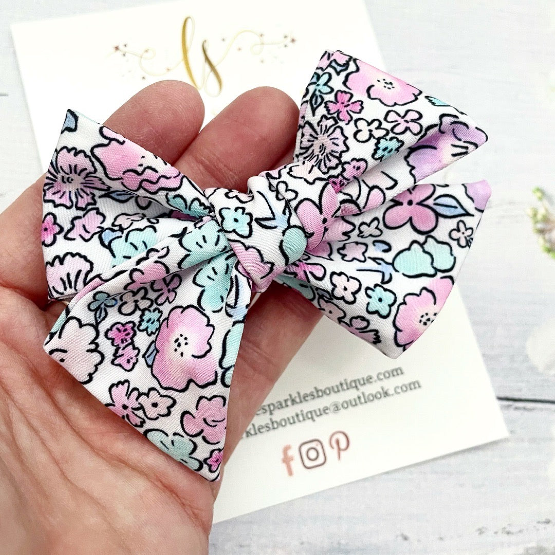 Floral Fabric Tie Bow