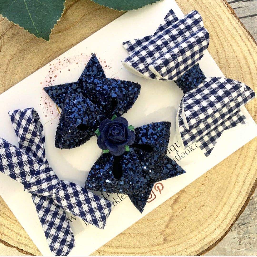 Navy School Bow Set