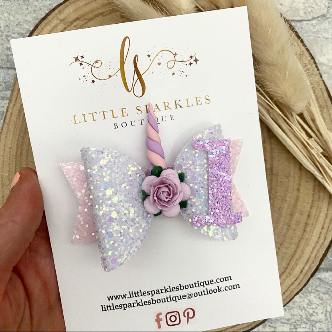 Unicorn Birthday Bow