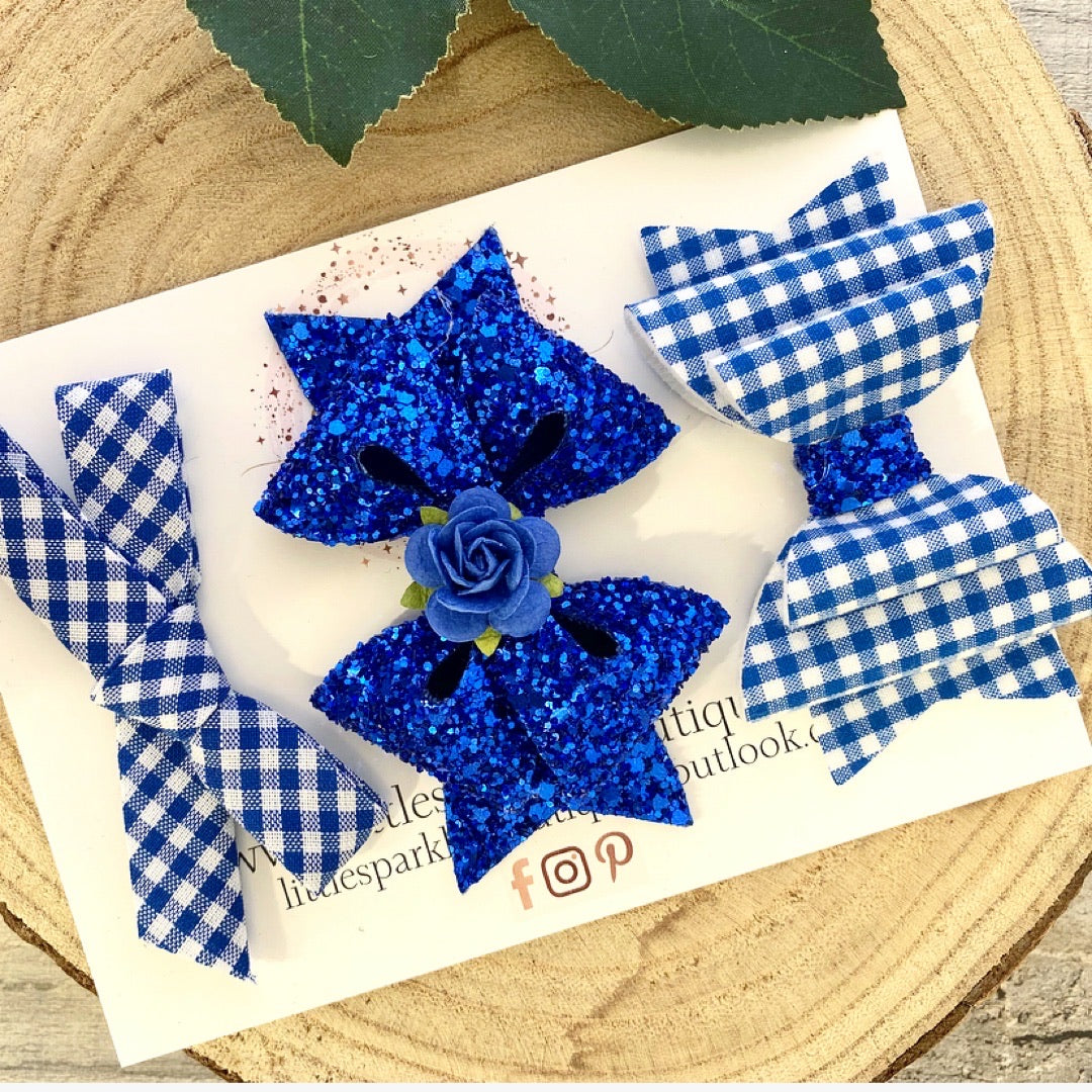 Royal Blue School Bow Set