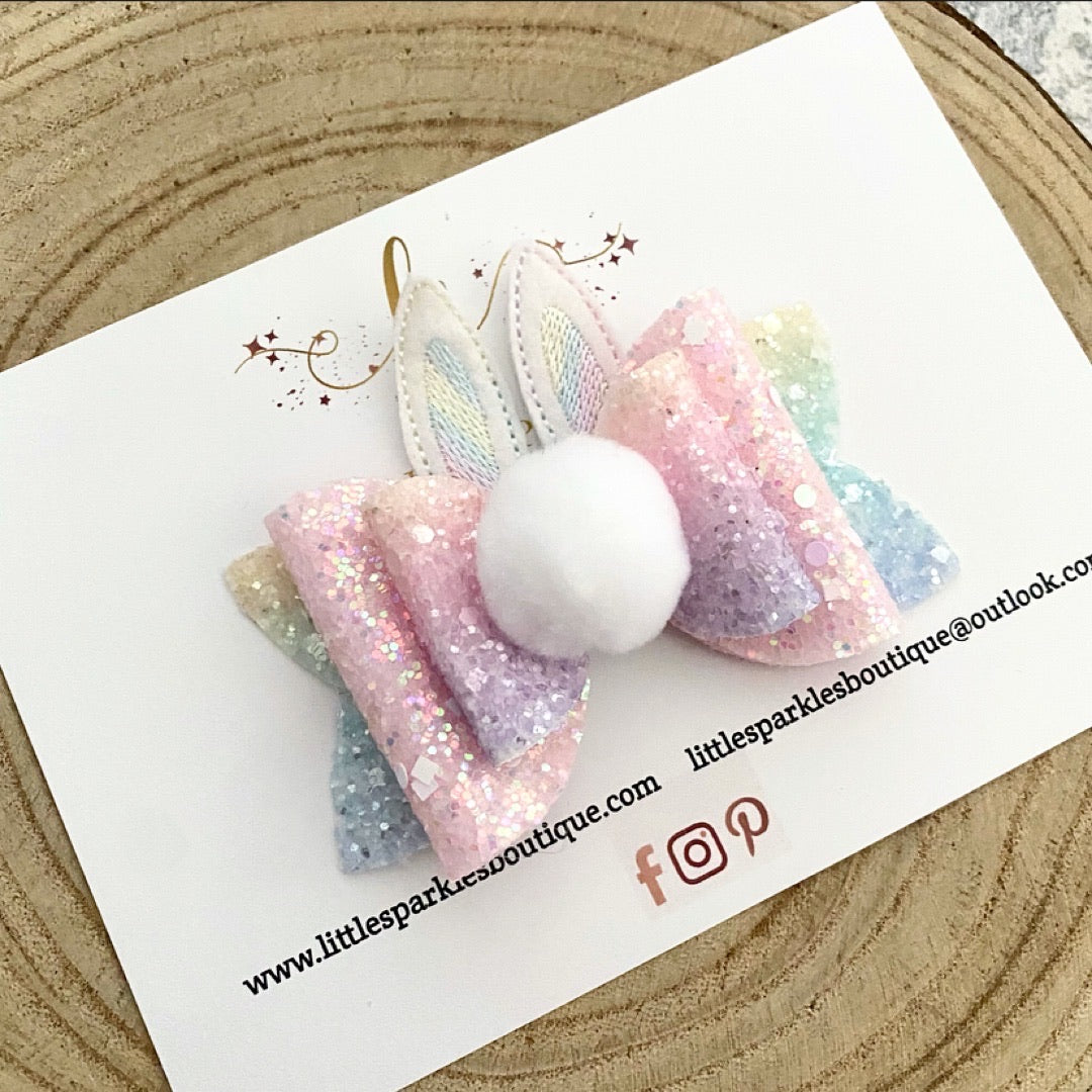 Rainbow Bunny Bow