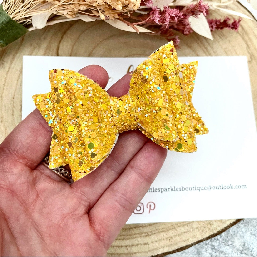 Mustard Glitter Bow