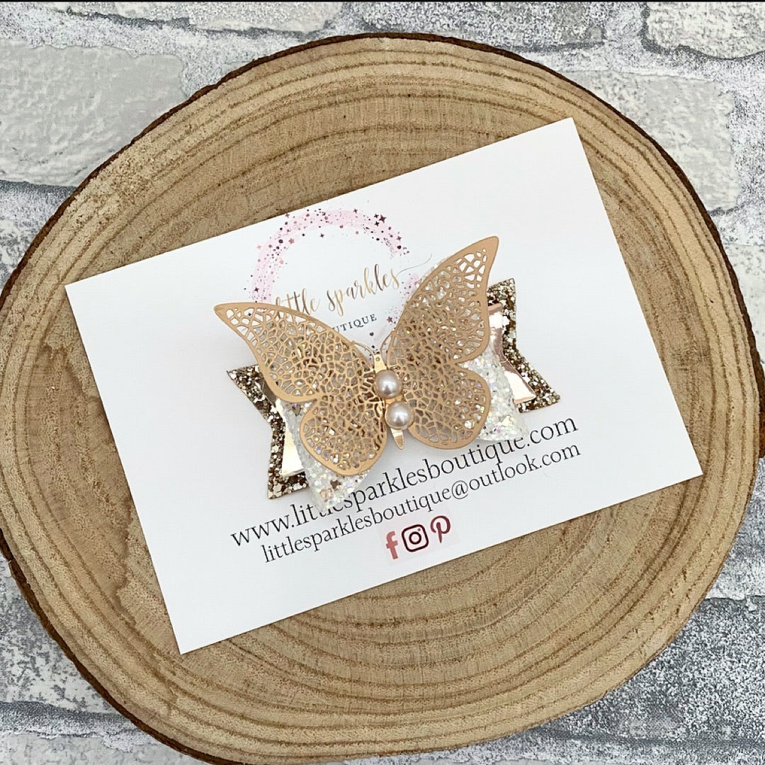 Gold And Cream Pearl Butterfly
