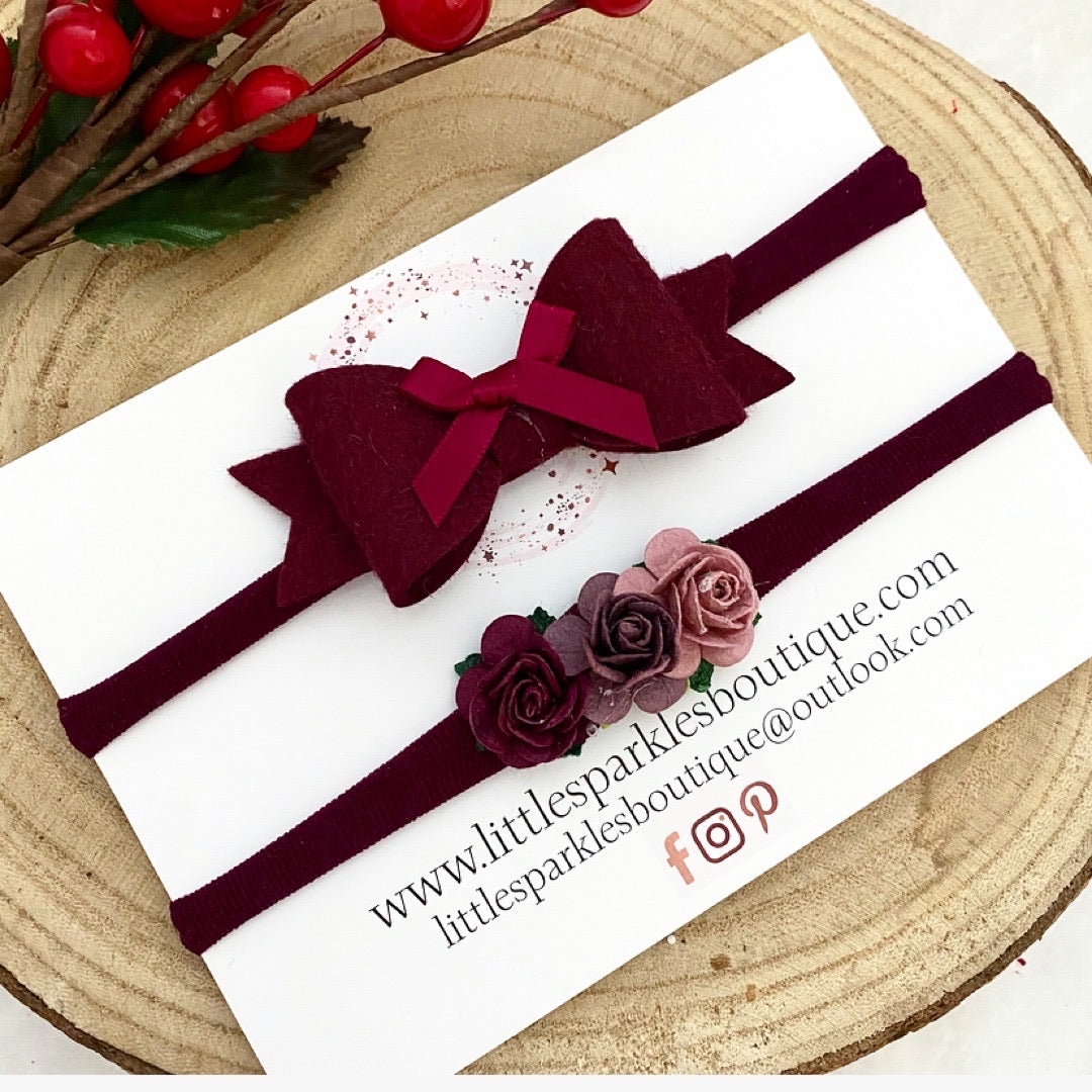 Plum Bow And Flower Set