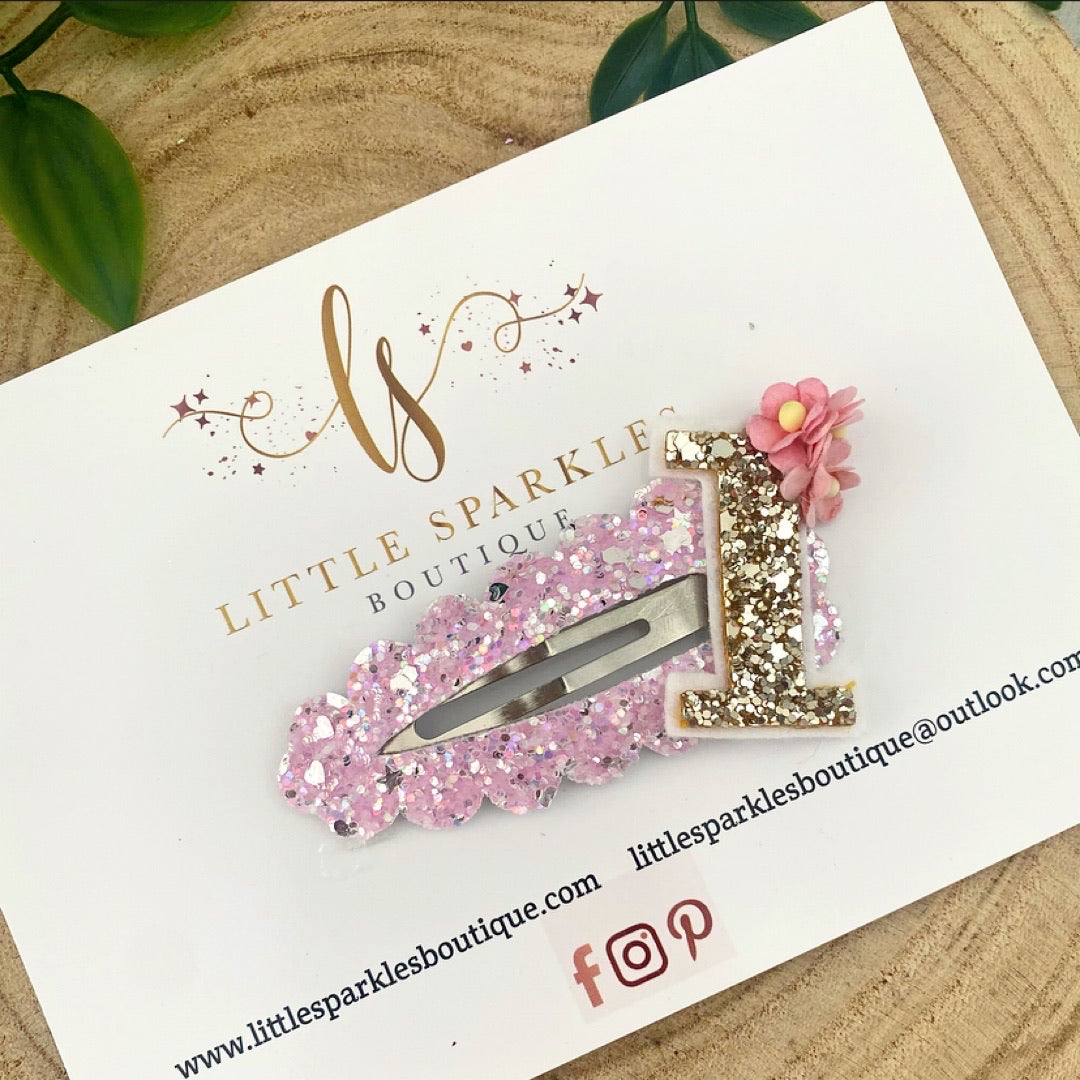 Large Pink Birthday Snap Clip (any number)