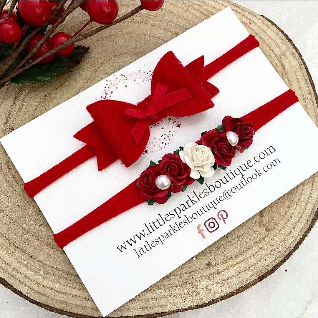 Red Bow And Flower Set