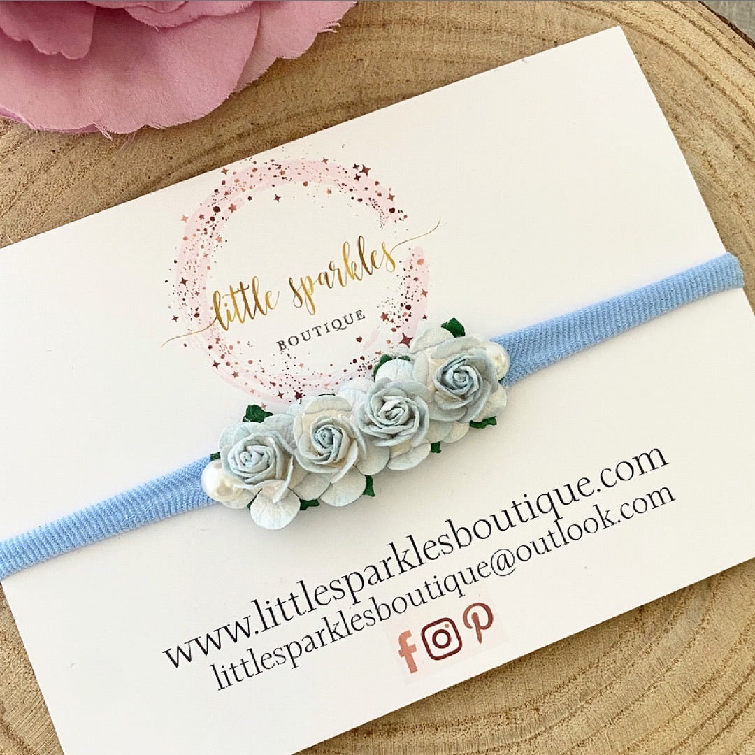 Blue And White Mix Flower Headband