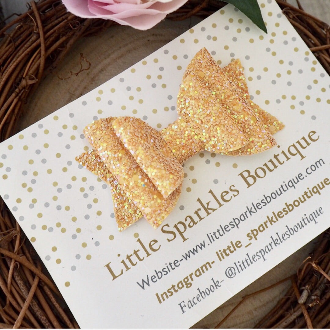 Mustard Glitter Bow