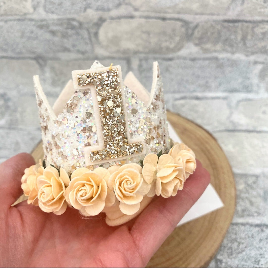 Glitz Cream Birthday Crown