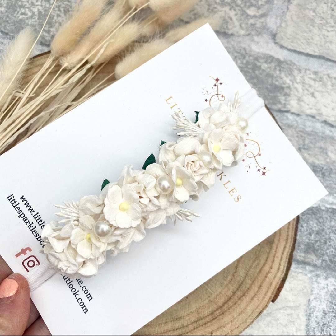 White Trellis Flower Headband