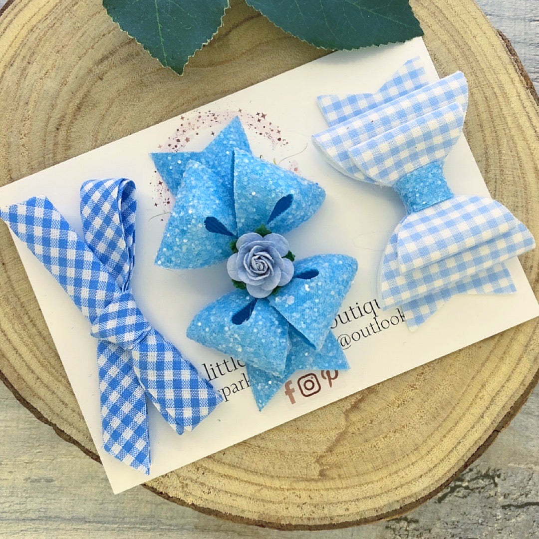 Light Blue School Bow Set