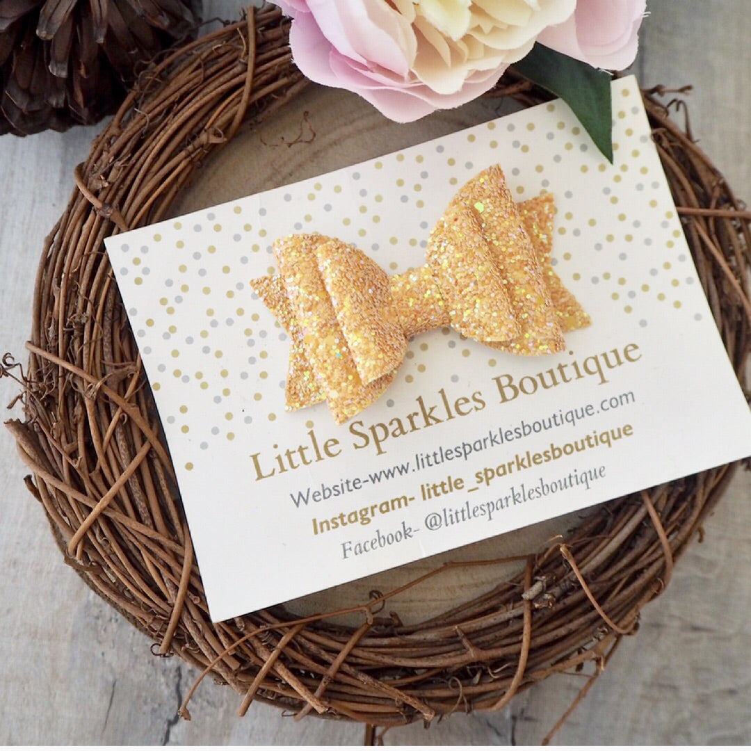 Mustard Glitter Bow