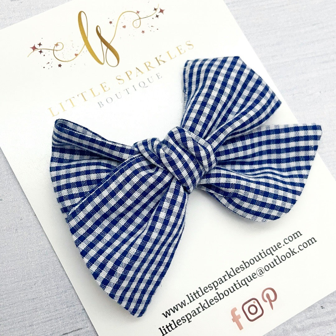 Navy Fabric Tie Bow