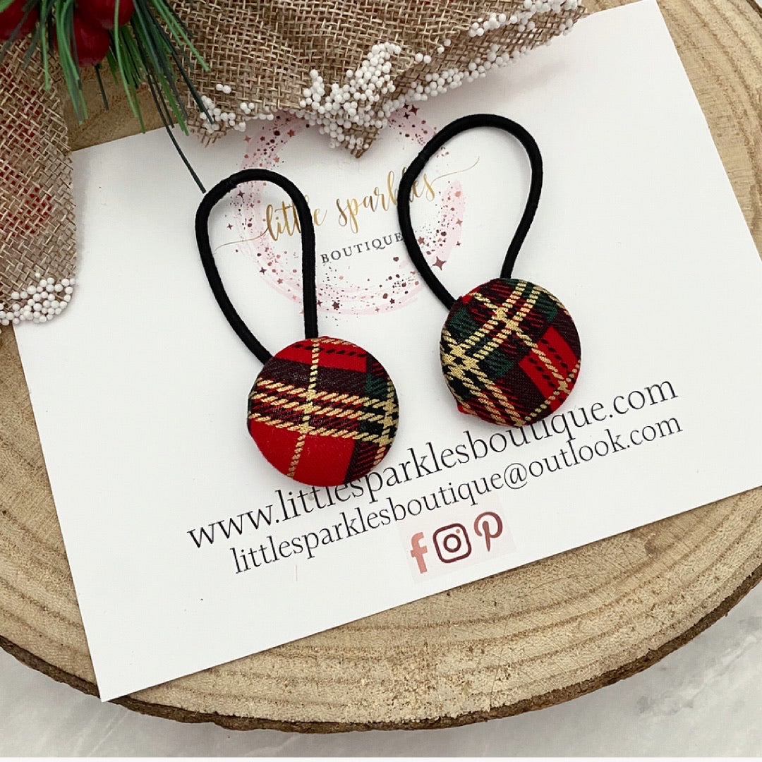 Red Tartan Button Tie Set