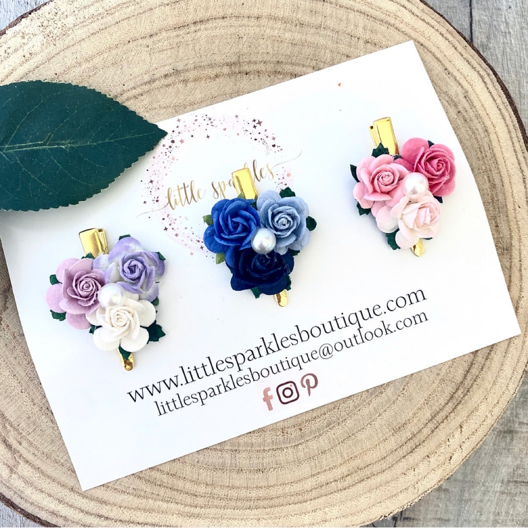 3 Mini Floral Clips