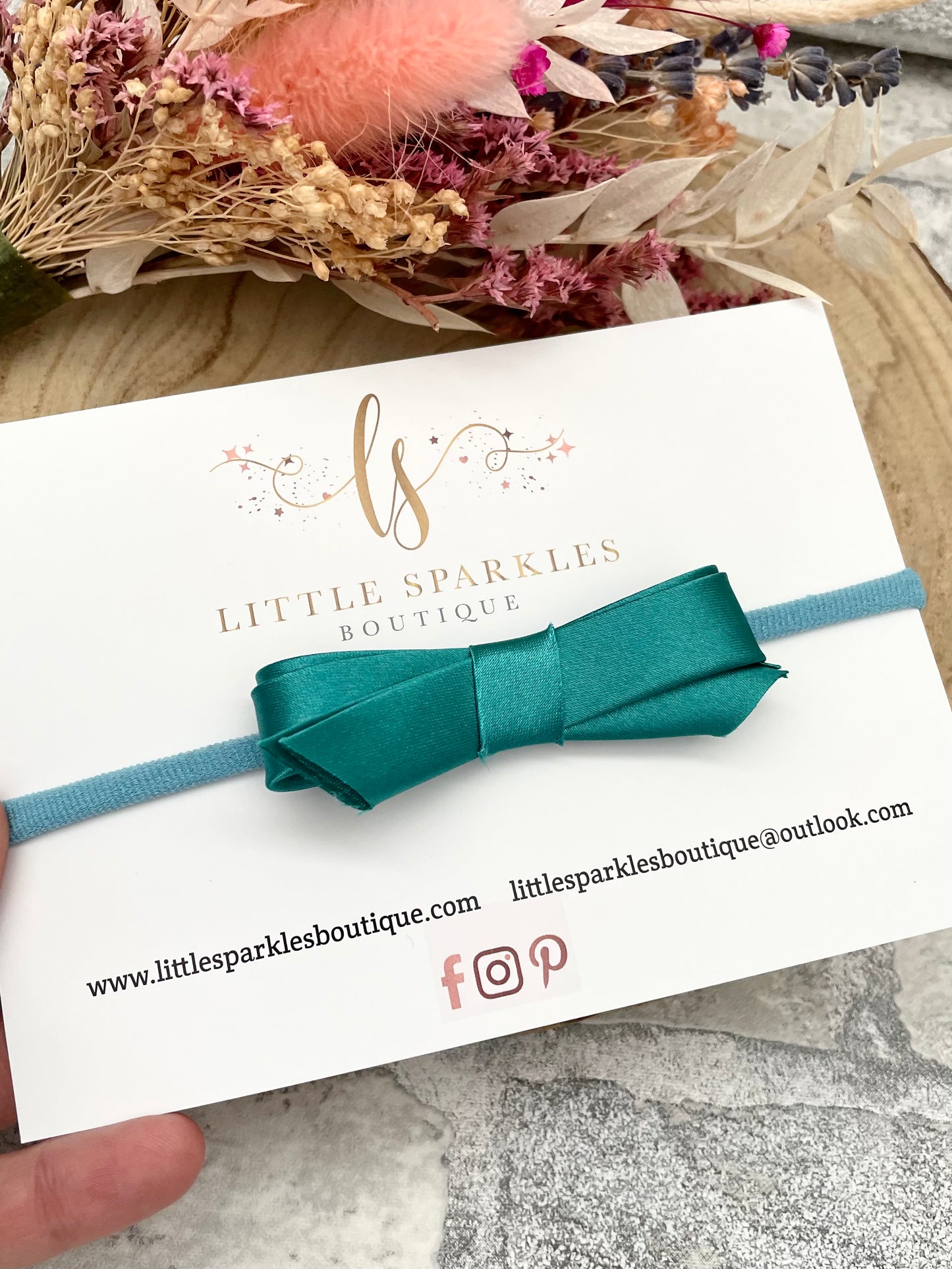 Teal Satin Bow