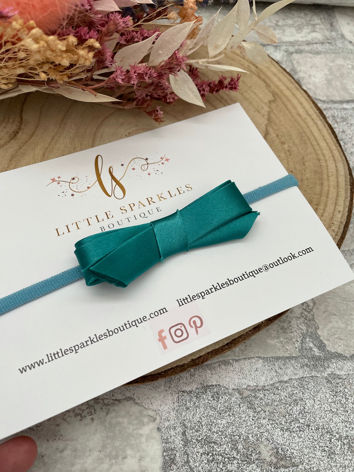Teal Satin Bow