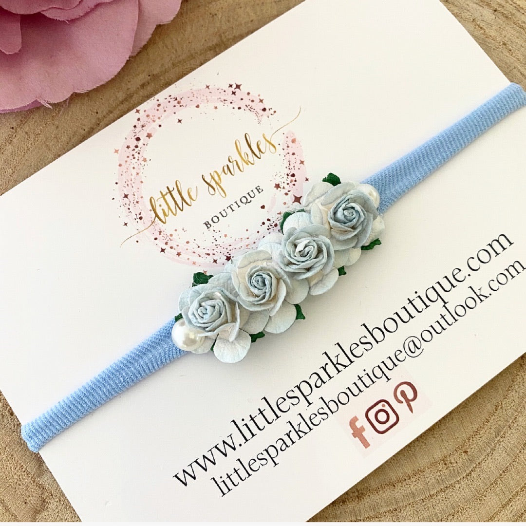 Blue And White Mix Flower Headband