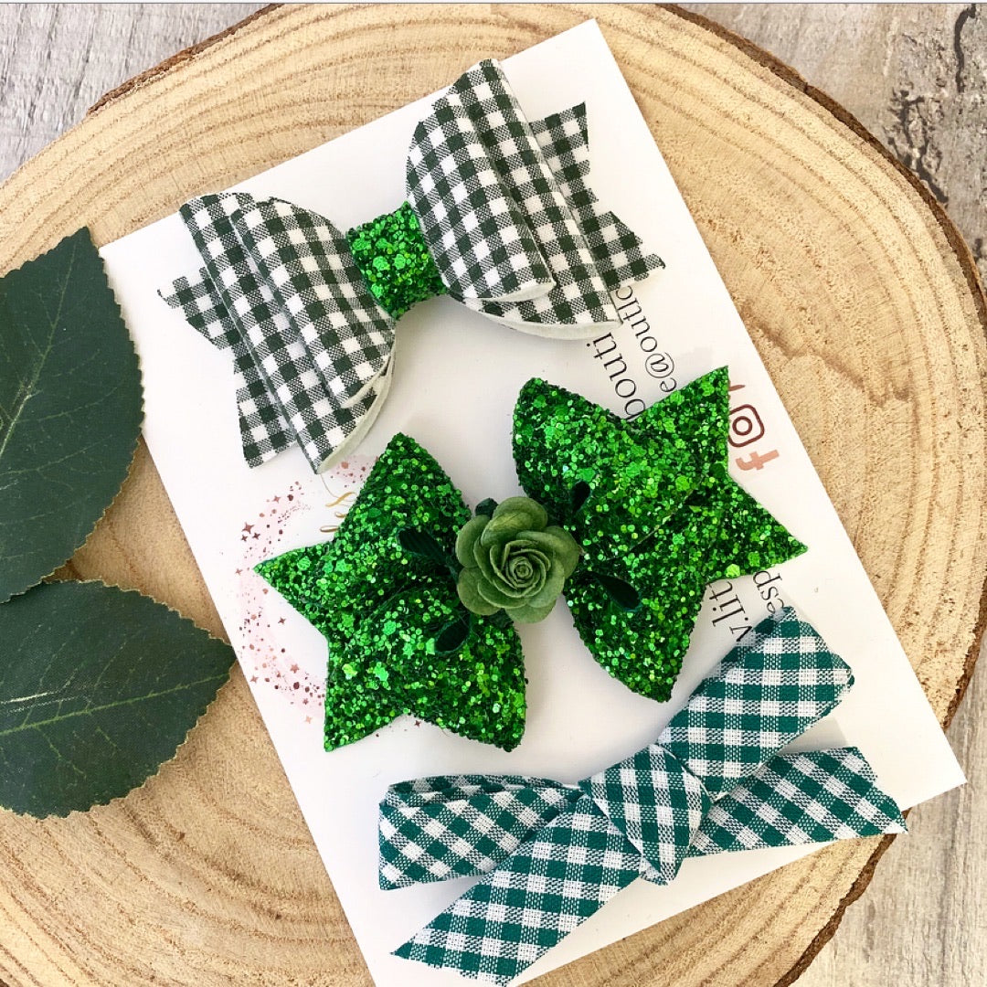 Green School Bow Set