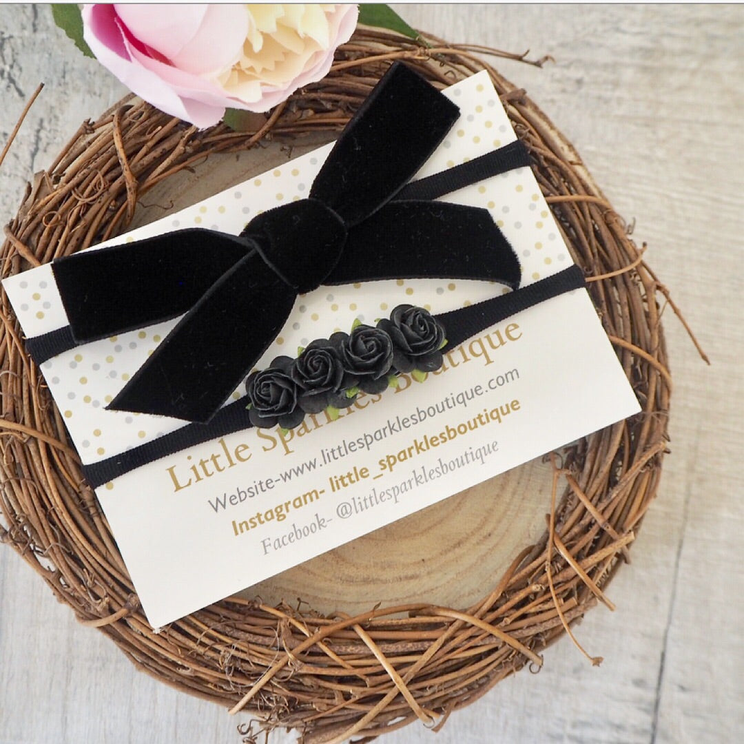 Black Velvet Flower Set