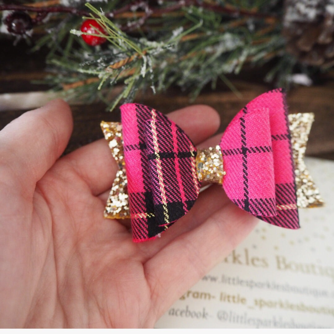 Pink Tartan Bow
