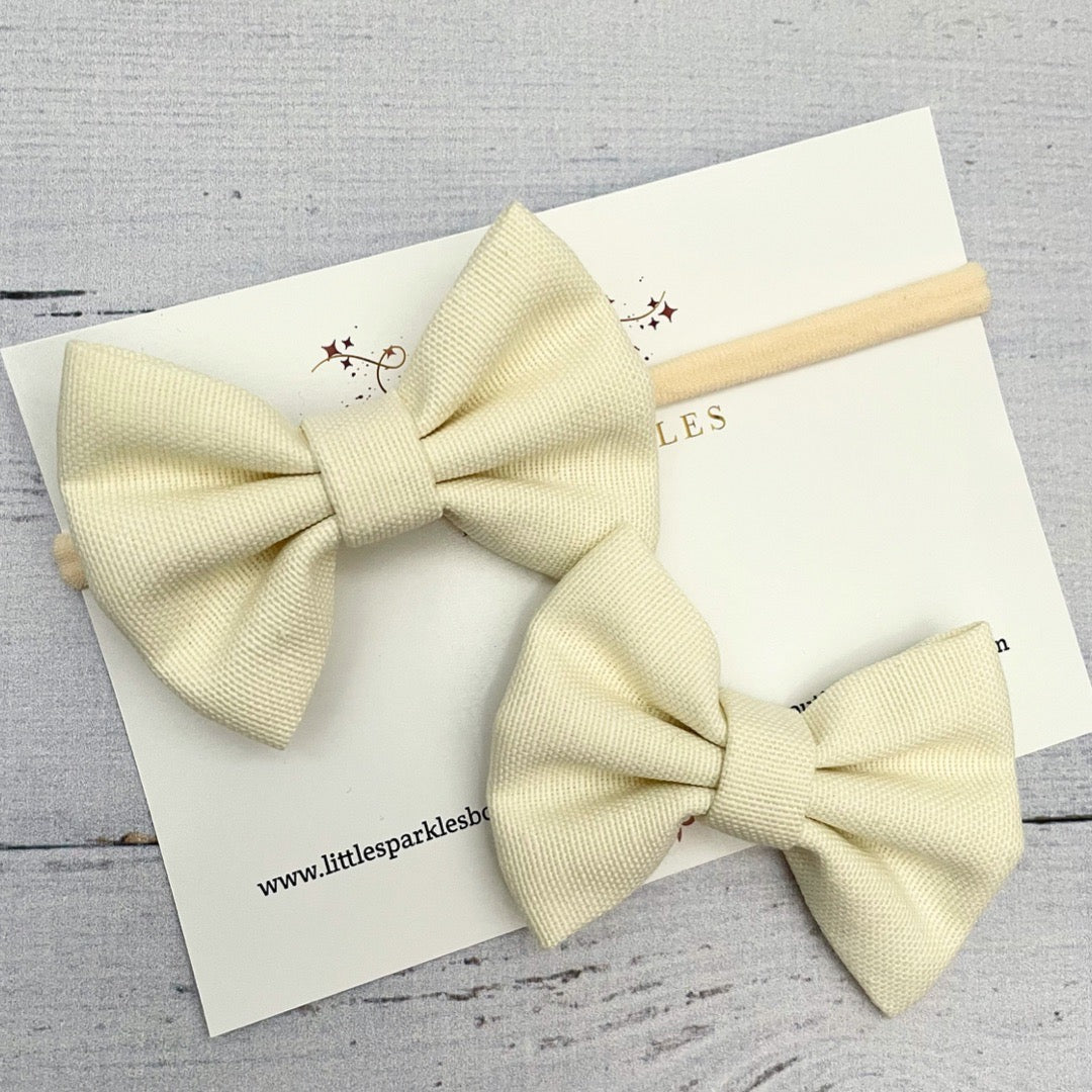 Cream Fabric Pinch Bow
