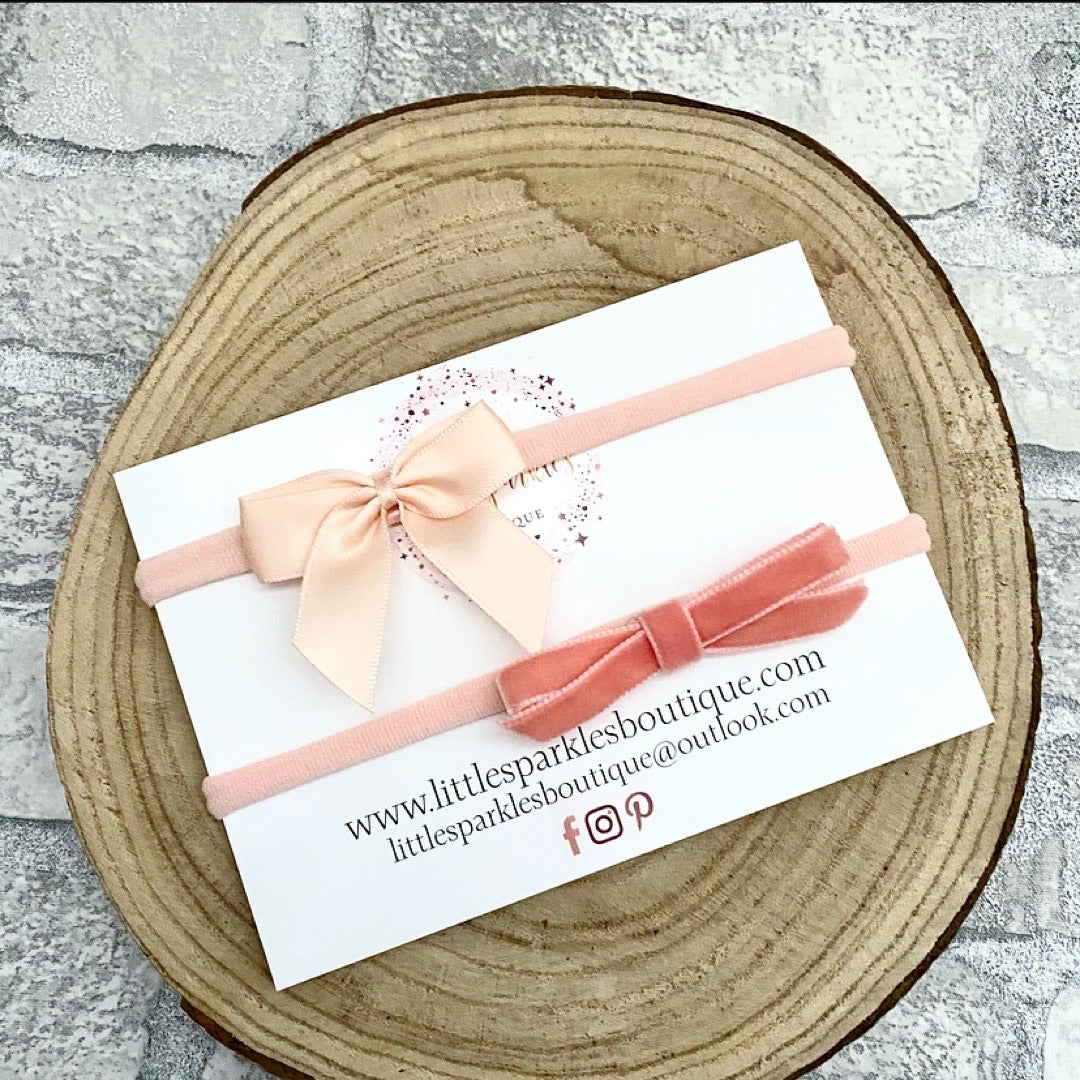 Peach Satin And Velvet Bow