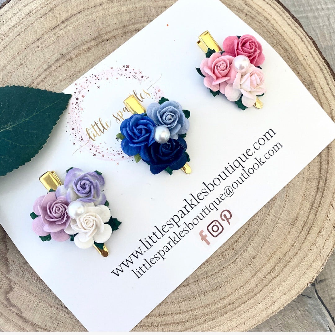 3 Mini Floral Clips