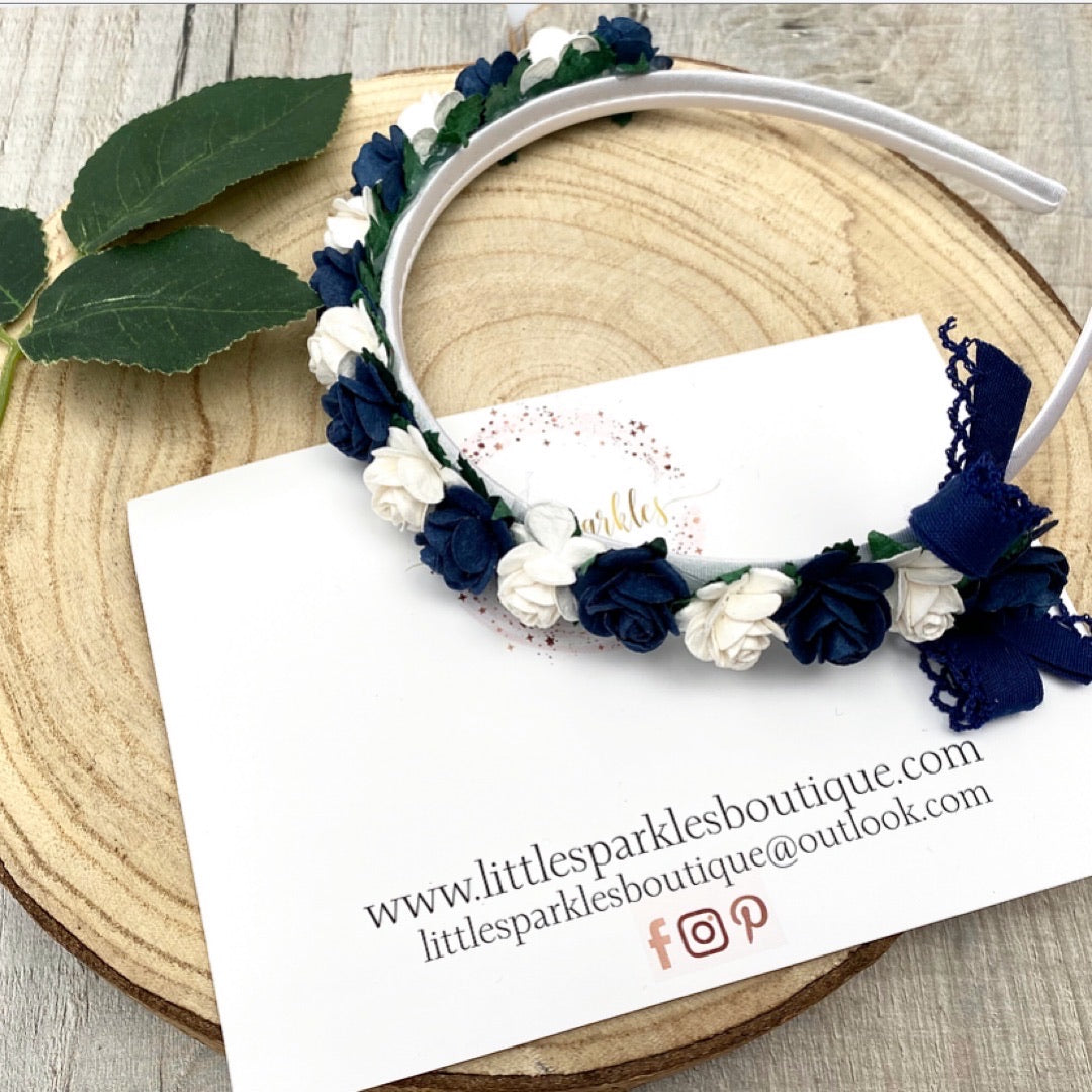 Navy And White Aliceband