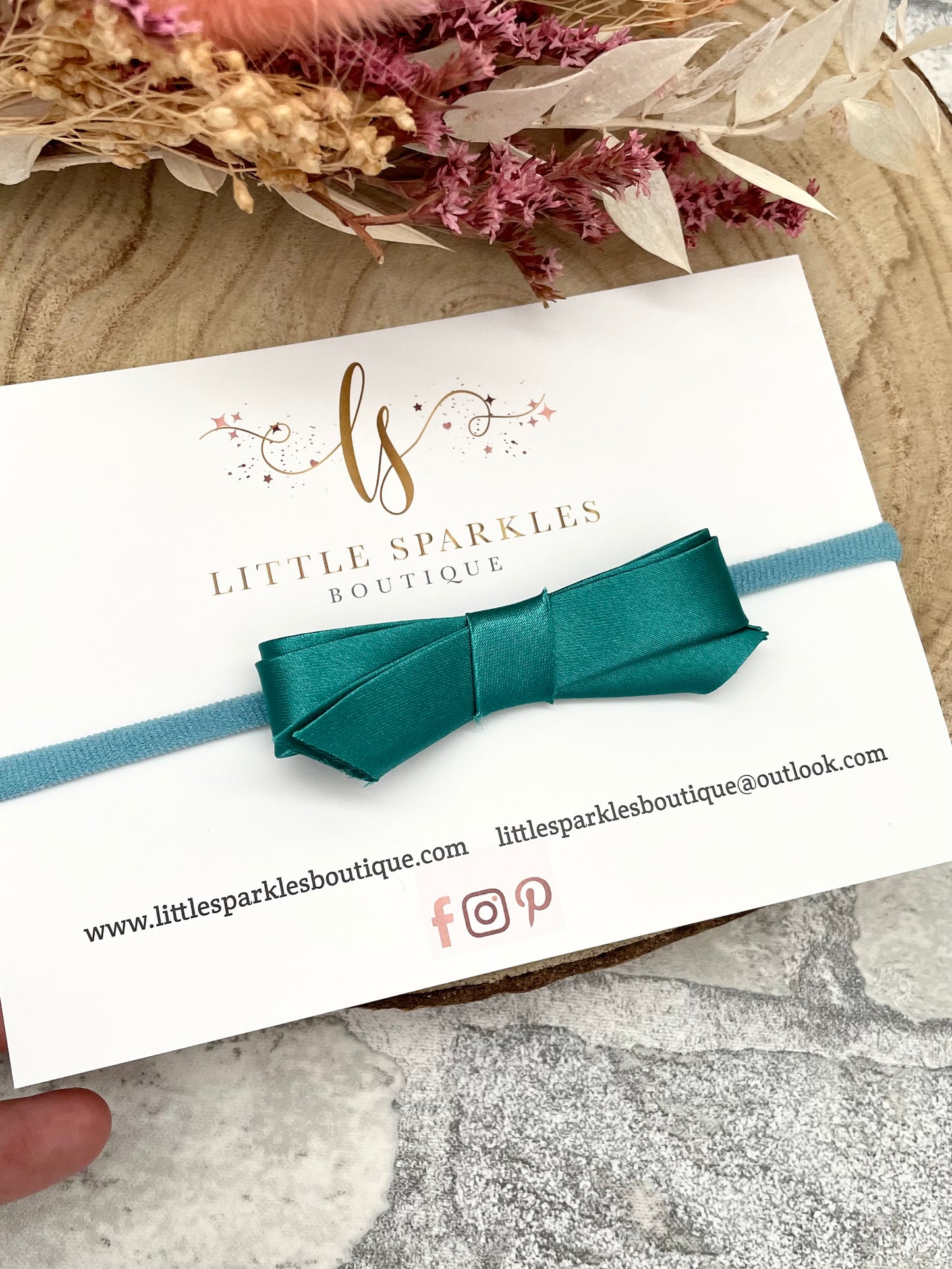 Teal Satin Bow