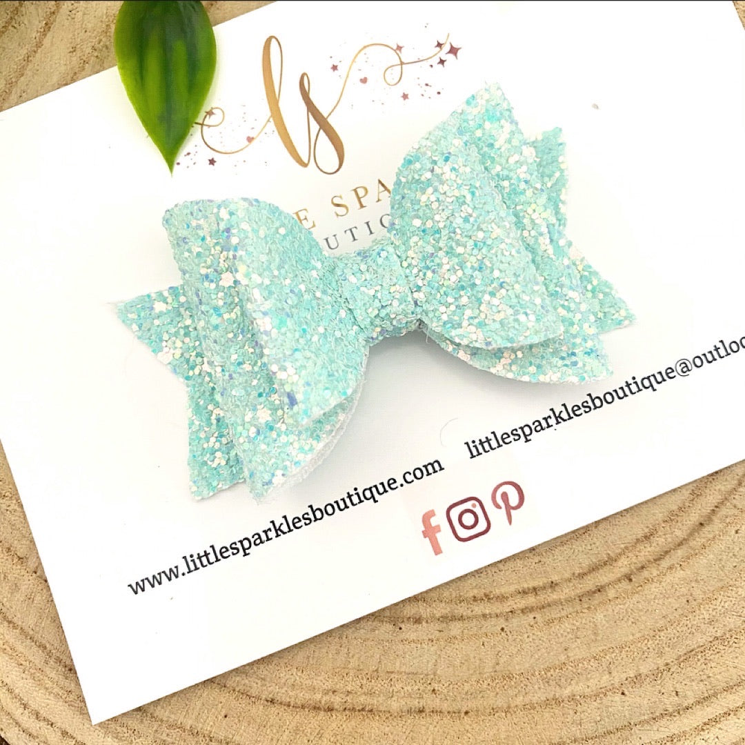 Mint Glitter bow