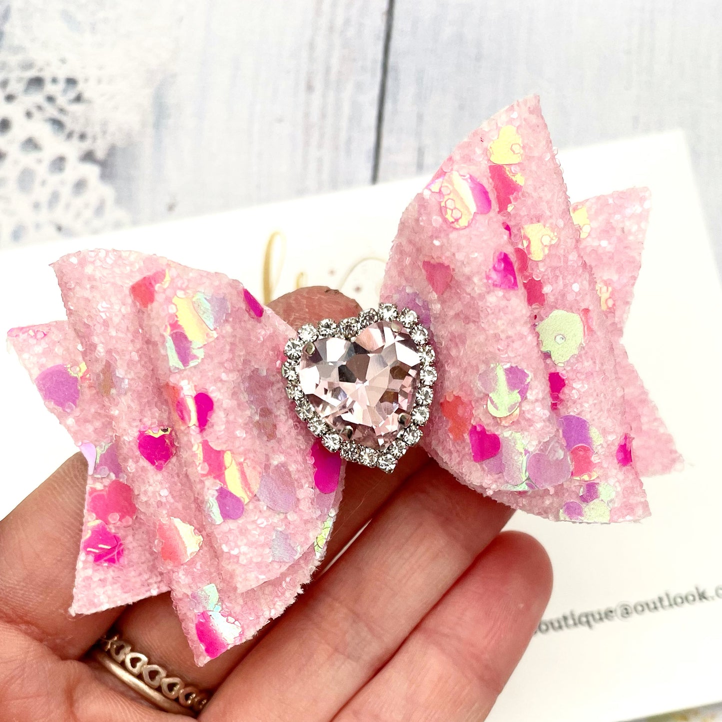 Pink Heart Bow