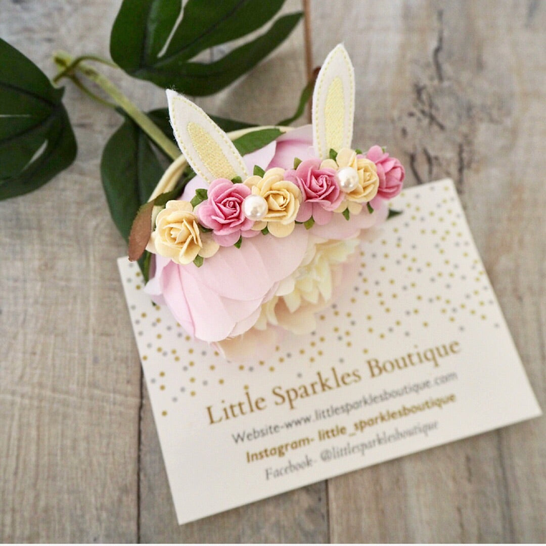 Lemon And Pink Bunny Ears Headband