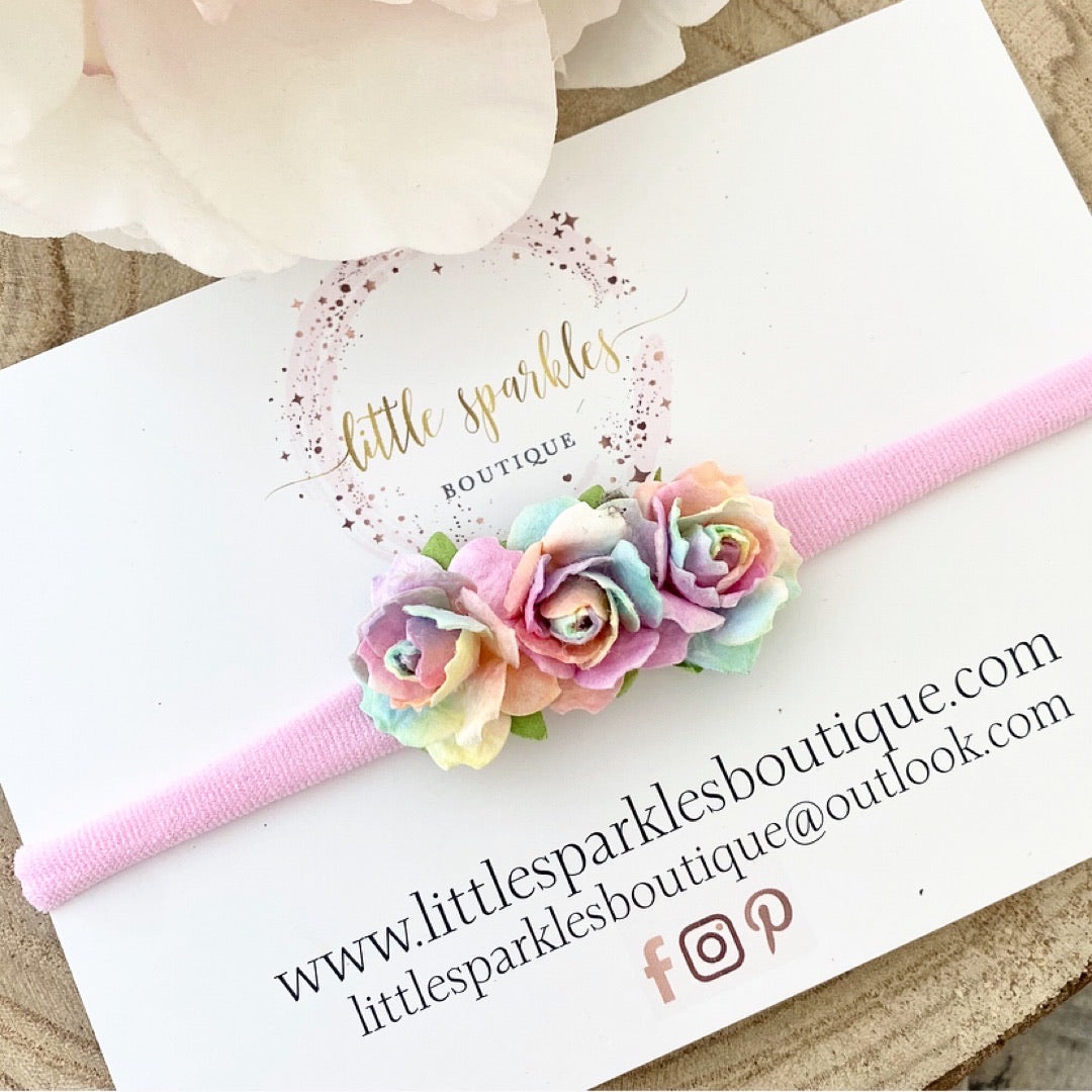 Pastel Rainbow Flower Headband