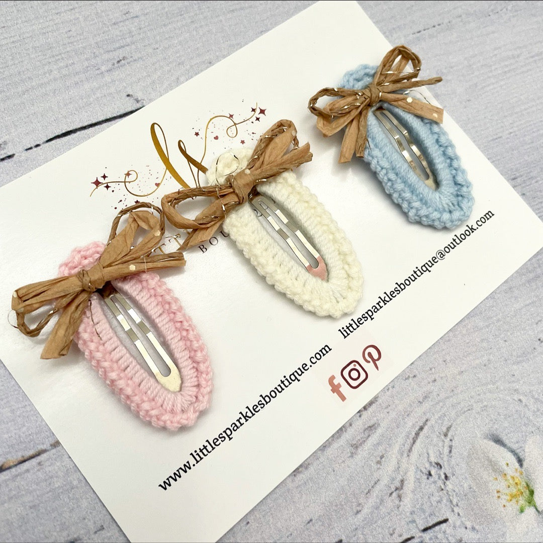 Crochet Tie Bow Set