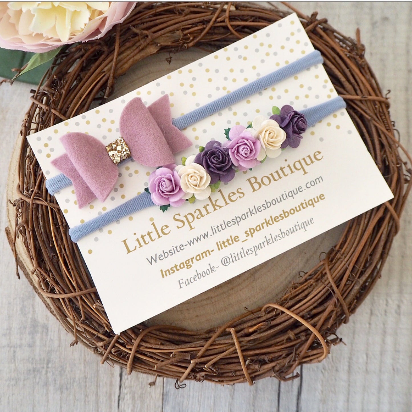 Lilac Bow And Flower Bow Set