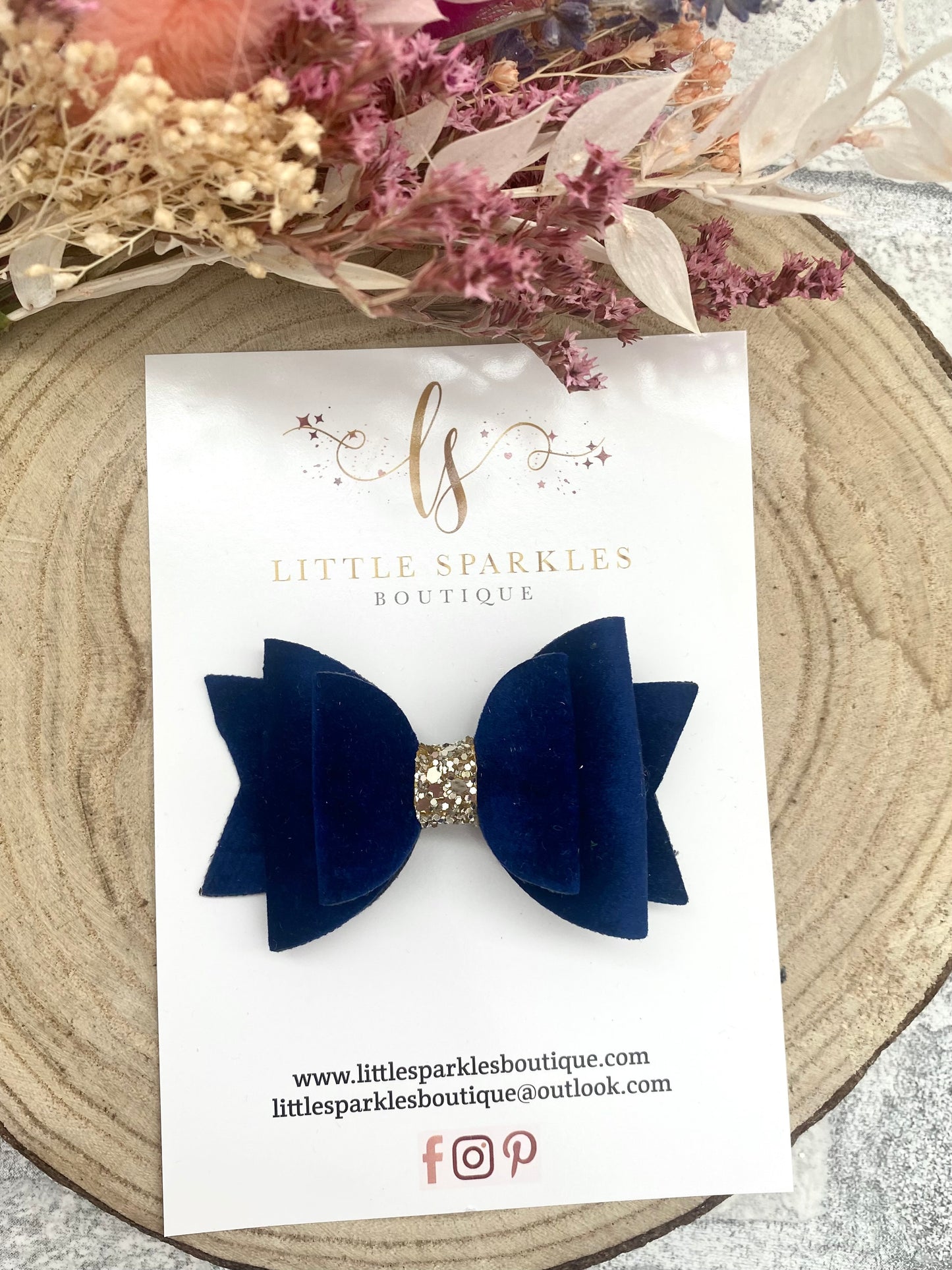 Velvet Suede Navy Bow